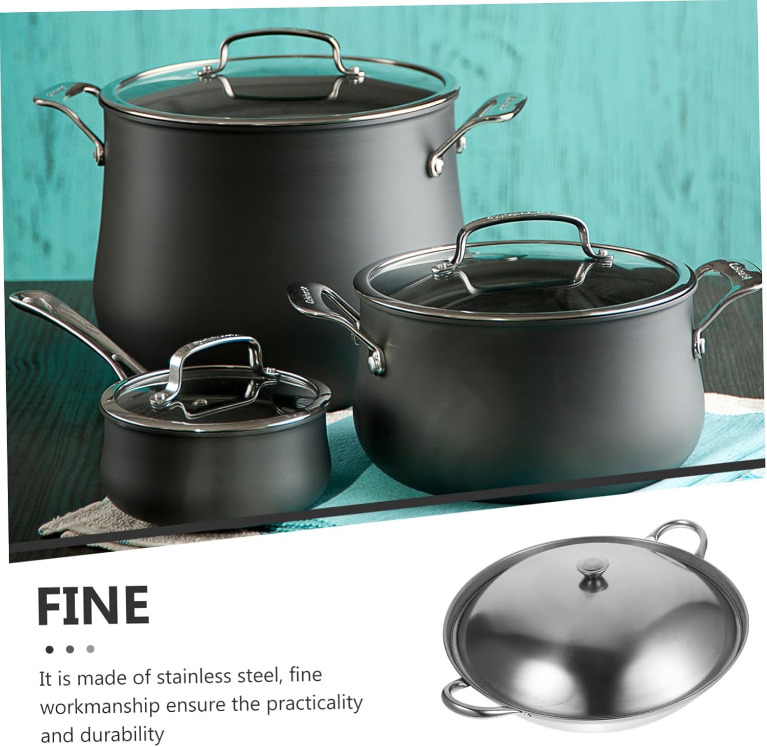 CALLARON Camping Stove Shabu Shabu Hot Pot 27cm Stainless Steel Stovetop Cooking Pot Ramen Cooker Saucepan Japanese Stock Pot with Handle and Lid Kitchen Cooking Tool Wok
