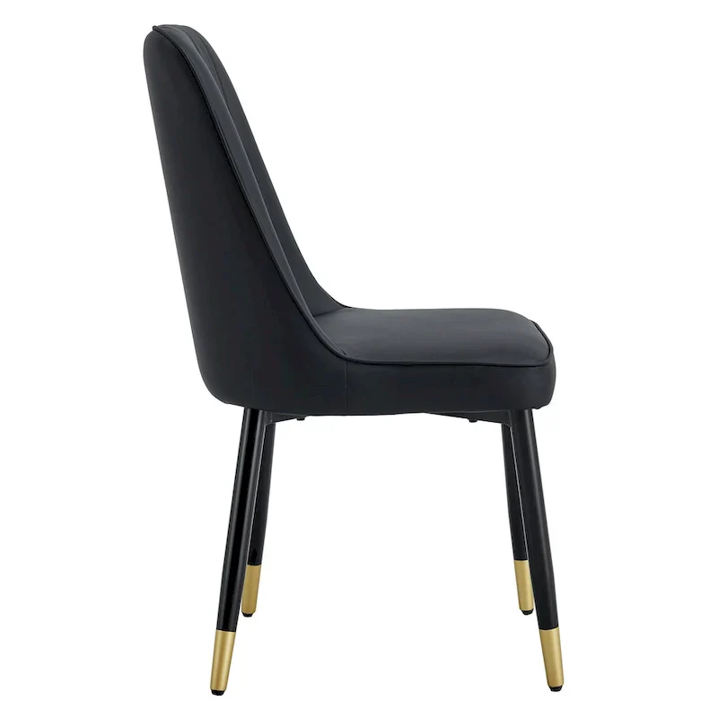 Contemporary Set of 4 Faux Leather Dining Chairs with Cushioned Backrests and Metal Legs – Ideal for Dining Rooms, Living Rooms, and Bedrooms