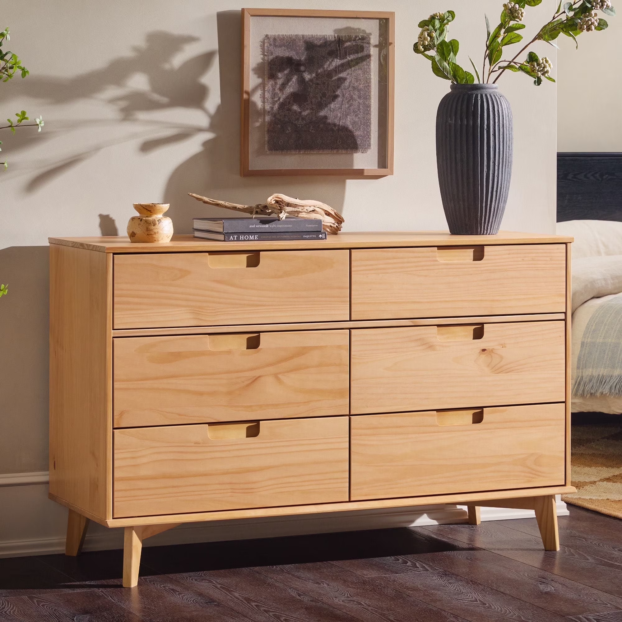 Walker Edison Sonoma 6-Drawer Solid Wood Caramel Dresser - Image 3