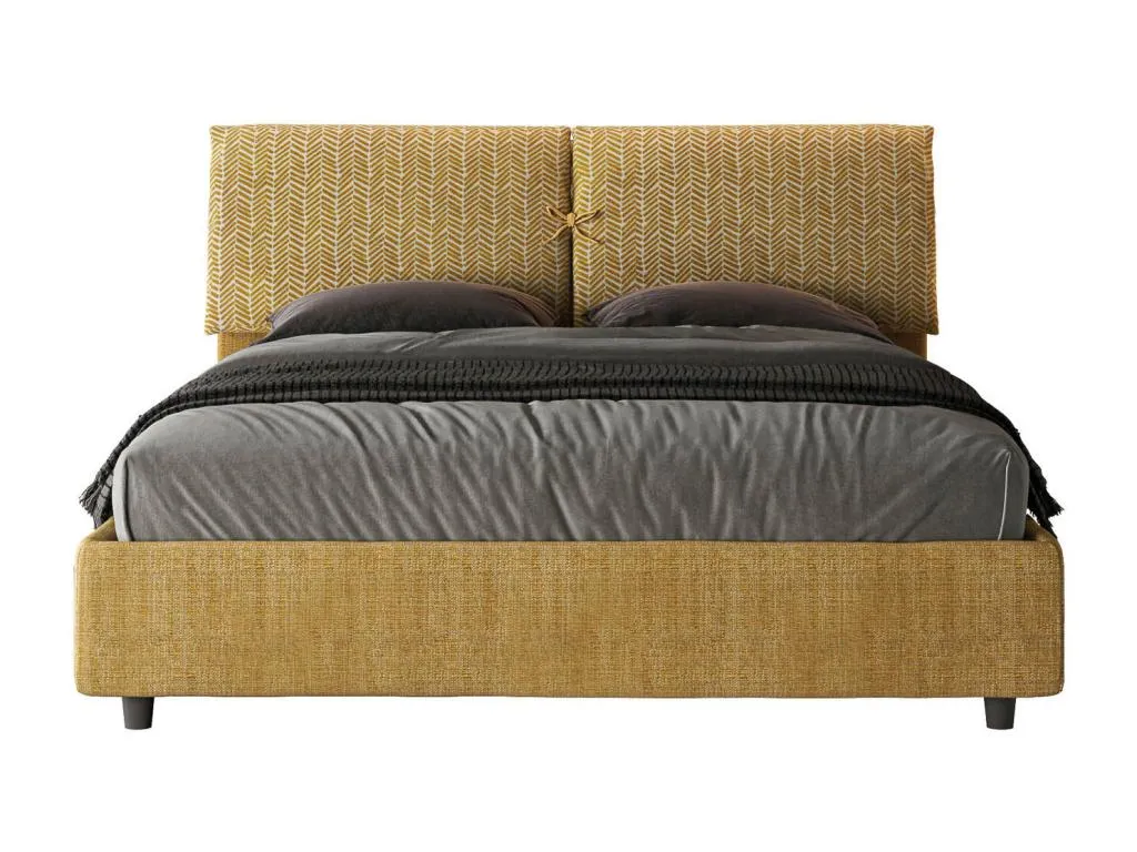 Cama Cosinor 109, doble, negro, 140x200, cuero ecológico, somieres, 160x227x103cm rpc1703911