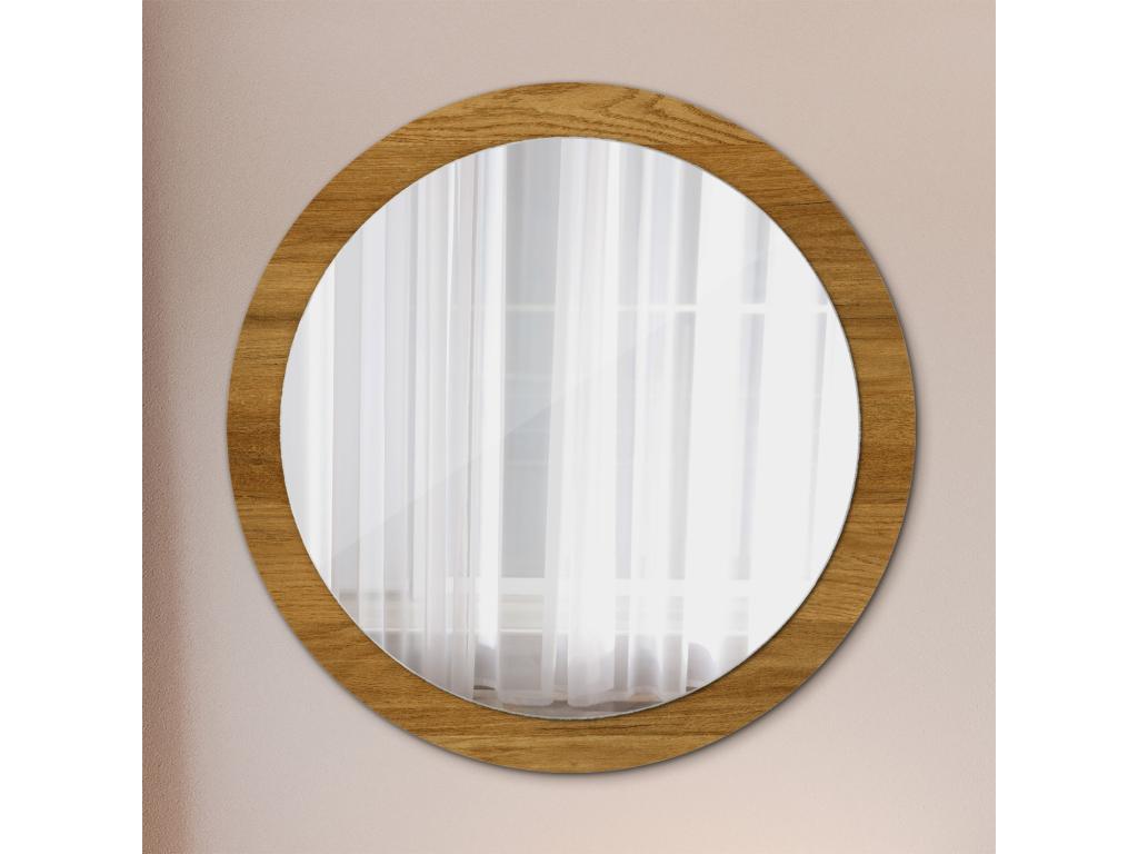 Espejo decorativo redondo - Roble rústico - 90 cm