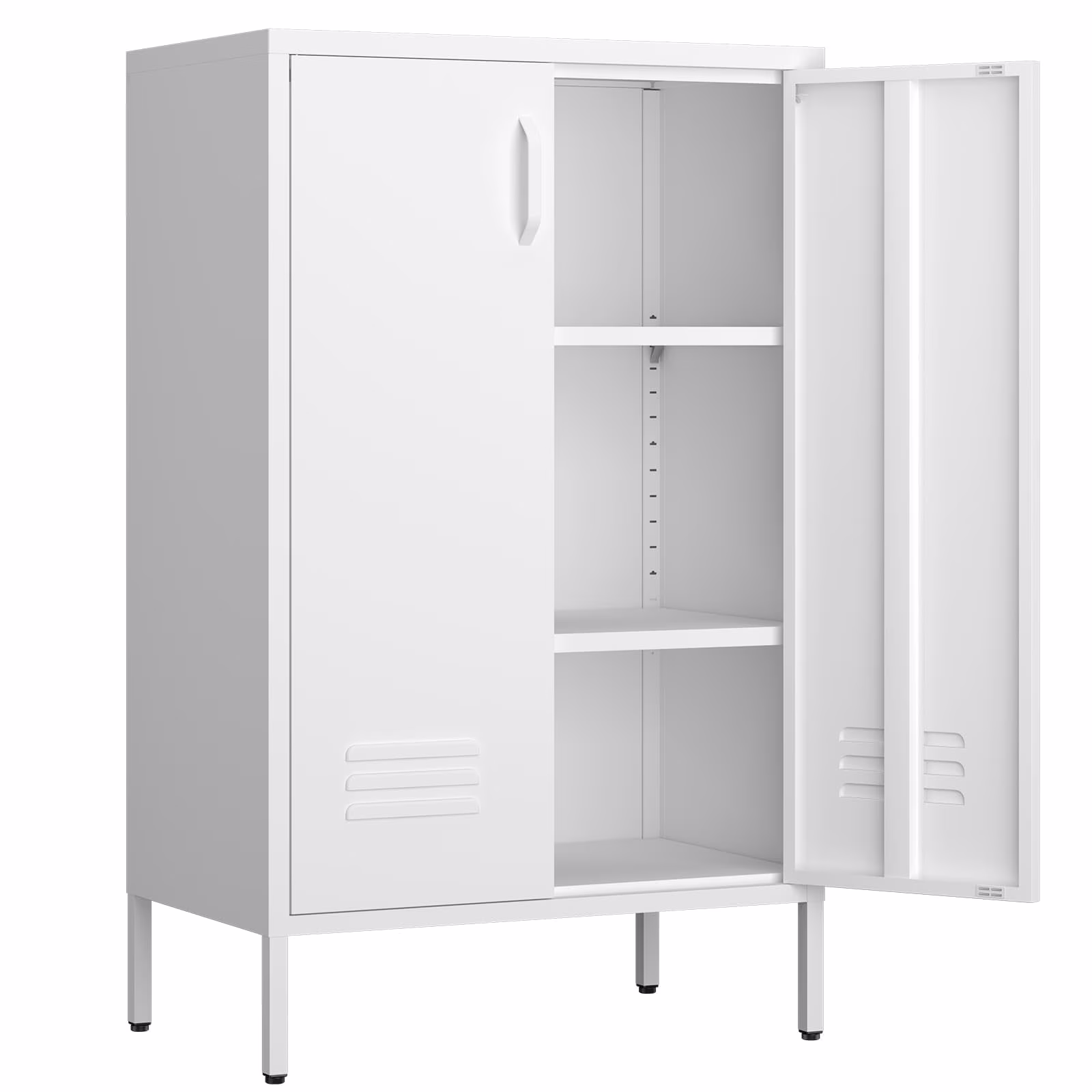 Marcree Green Metal Cabinet,2 Door Accent Cabinet,Metal Locker Cabinet with Legs,Sideboard Cabinet with Adjustable Shelves,Locker Storage Cabinet for Living Room,Entryway - Image 3