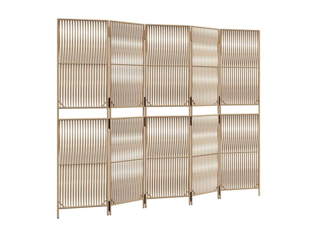 Tabique de resina tejida de 5 paneles beige
