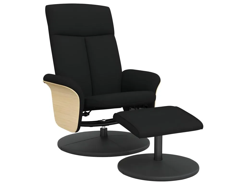 Sillón reclinable con reposapiés de tela negra