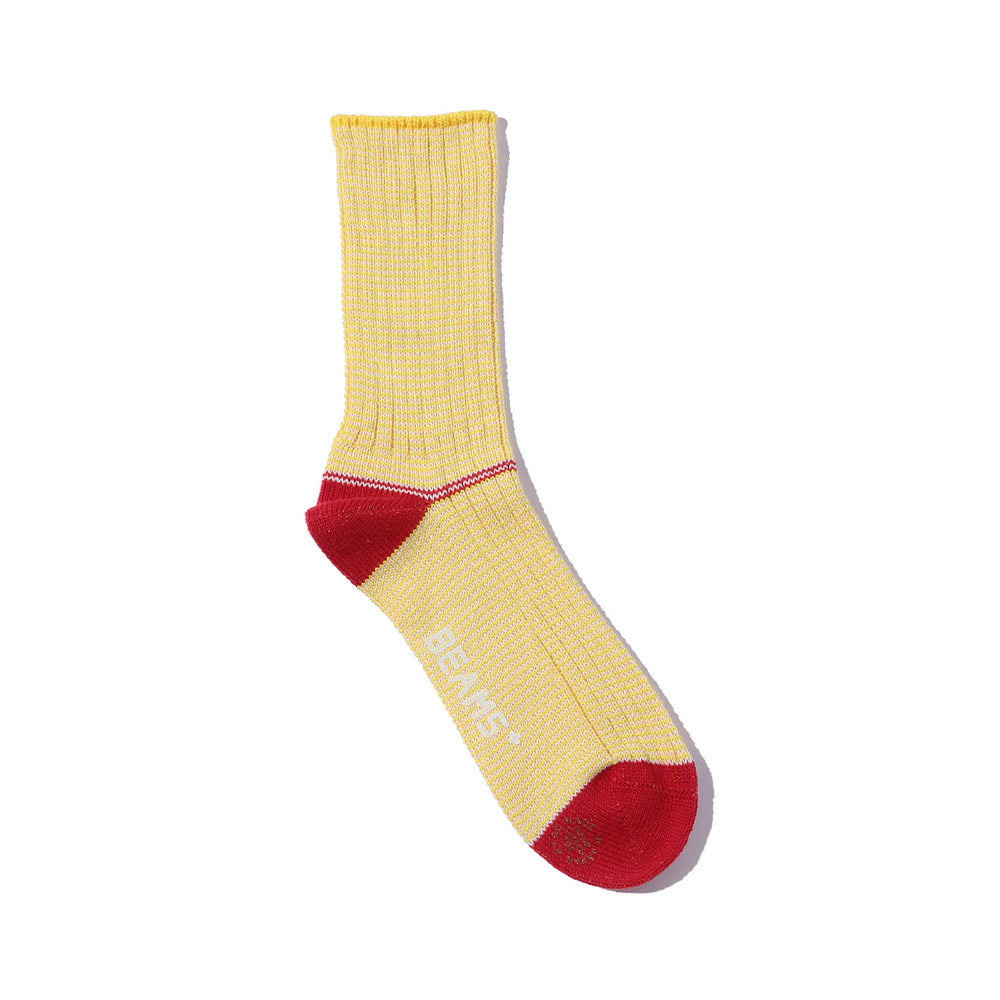 Beams Plus - Chaussettes Rib Pinstripe - Jaune & Rouge