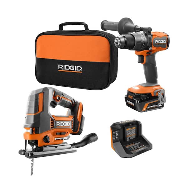 18V Brushless Cordless 2-Tool Combo Kit w/ Hammer Drill/Driver. Jig Saw. 4.0 Ah MAX Output Battery. Charger Bag