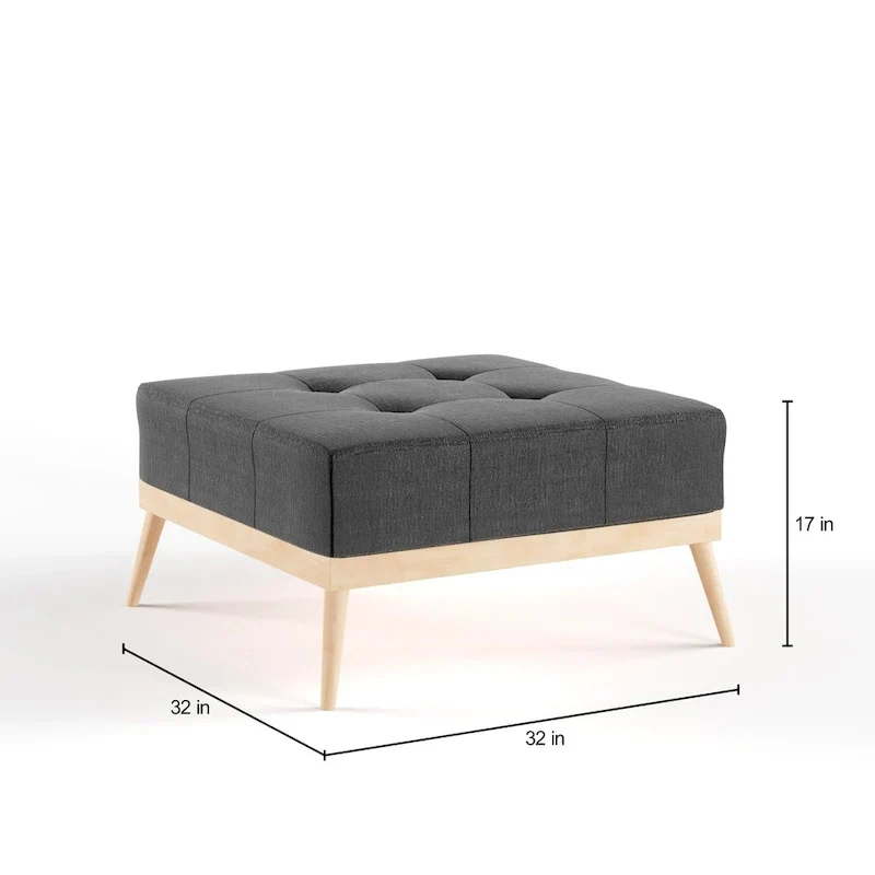 Christopher Knight Home Carson Lund Mid-Century Tufted Fabric Square Ottoman