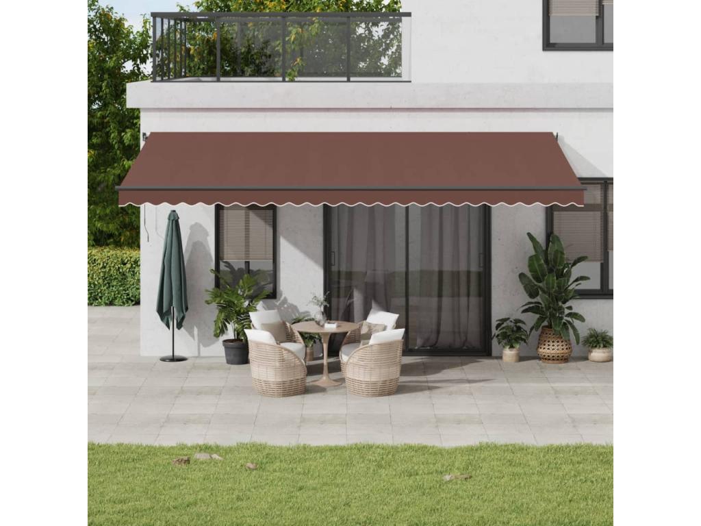 Toldo retráctil automático con luces LED marrón 600x350 cm