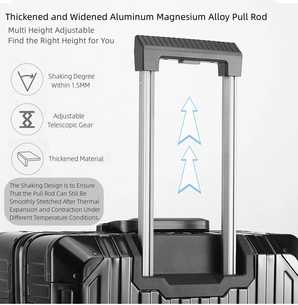 All Aluminum Magnesium Hardshell Carry On Luggage with Lock, Airline Approved Hardside Carry on Suitcase with Spinner Wheels, Checked Metal Rolling Luggage Case for Travel, Business - Image 9