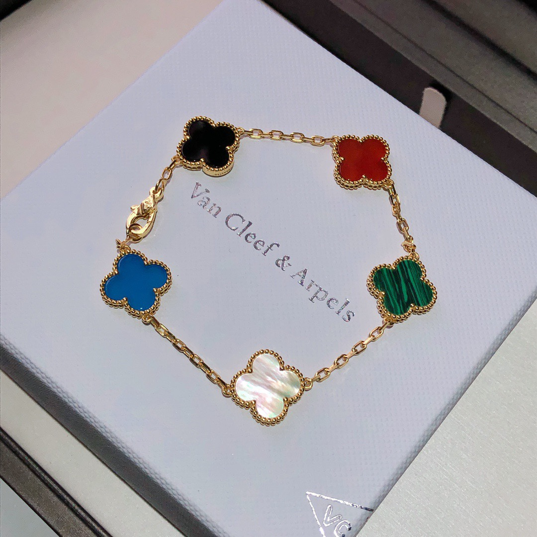 VCA 5 Colors Rainbow Vintage Alhambra Bracelet, 5 Motifs - Original Replica Club