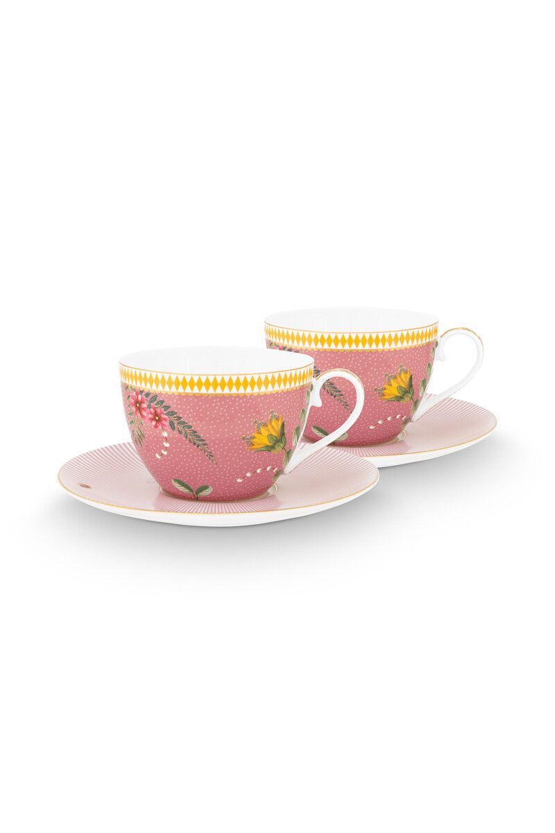 Set/2 Cups & Saucers La Majorelle Pink