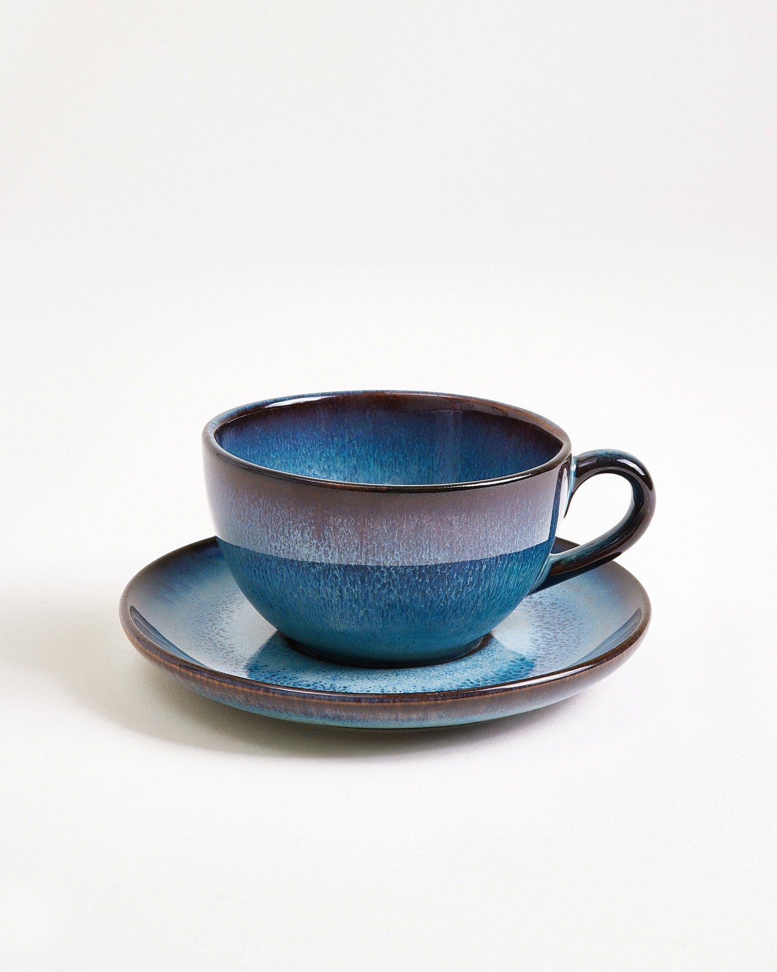 Madeira Cappuccinotasse & Untertasse klein classic grünblau
