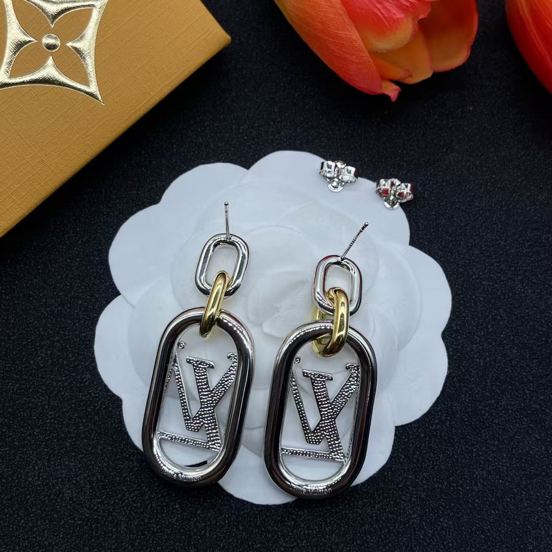 Louis Vuitton Hollow LV Letter Long Earrings - Original Replica Club