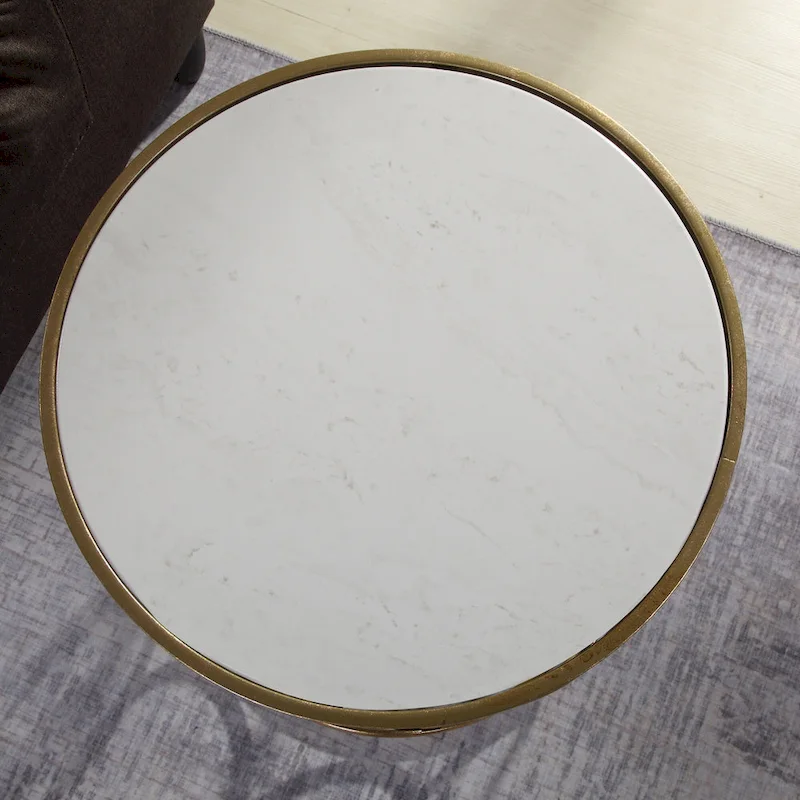 FirsTime & Co. Gilded Circles Iron Table - 16.75 x 16.75 x 22 in, American Design