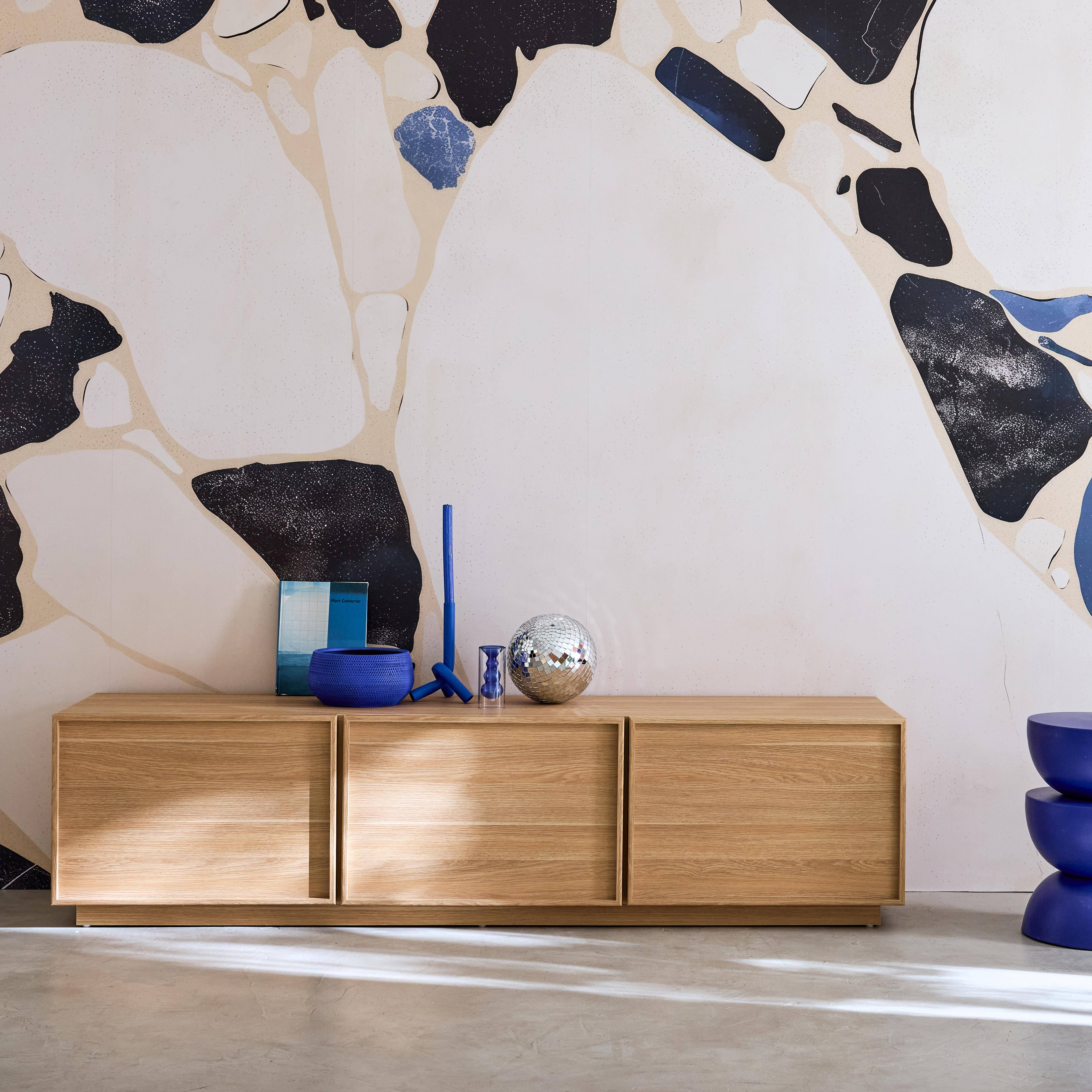 Kuba - Mueble de TV de decoración de madera 3 puertas, 180cm