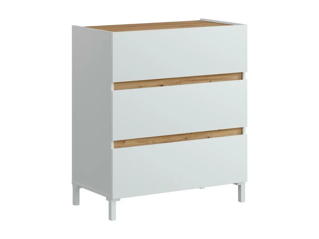 Cajonera Cosinor, cómoda multiusos, cómoda de dormitorio, gabinete con cajones, 79x41 h91 cm, blanco y roble nodoso tyv3583995