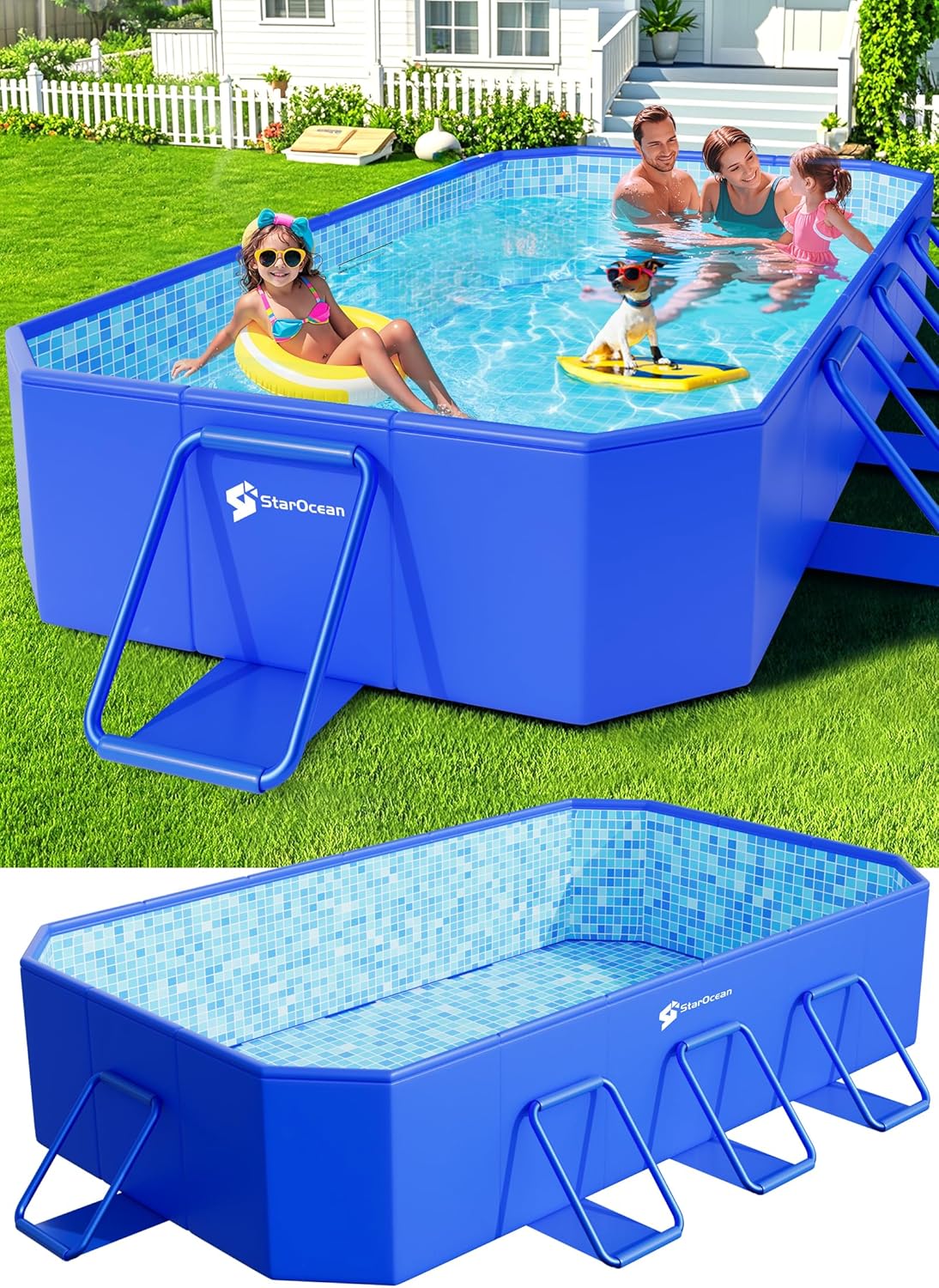 Foldable Pool, Large Non-Inflatable Swimming Pool for Kids,Adult Collapsible Pools Hard Plastic Shell, Oversized Thickened,Portable Folding Kids Pools for Backyard-Mosaic Design-89