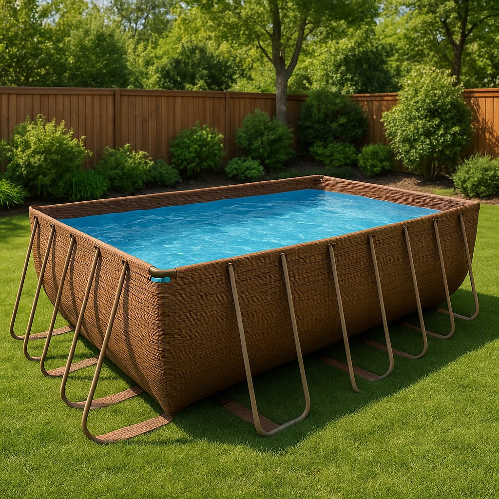 piscina tubular rectangular, piscina desmontable rectangular marrón, marrón, metal y PVC, jardín y exteriores, 732x366x132 cm