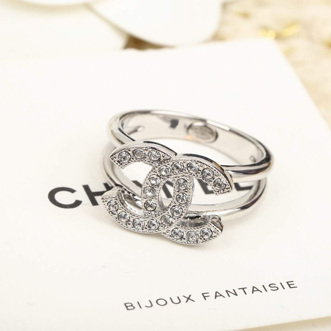 Chanel Silver Diamond Paved Coco Ring - Original Replica Club