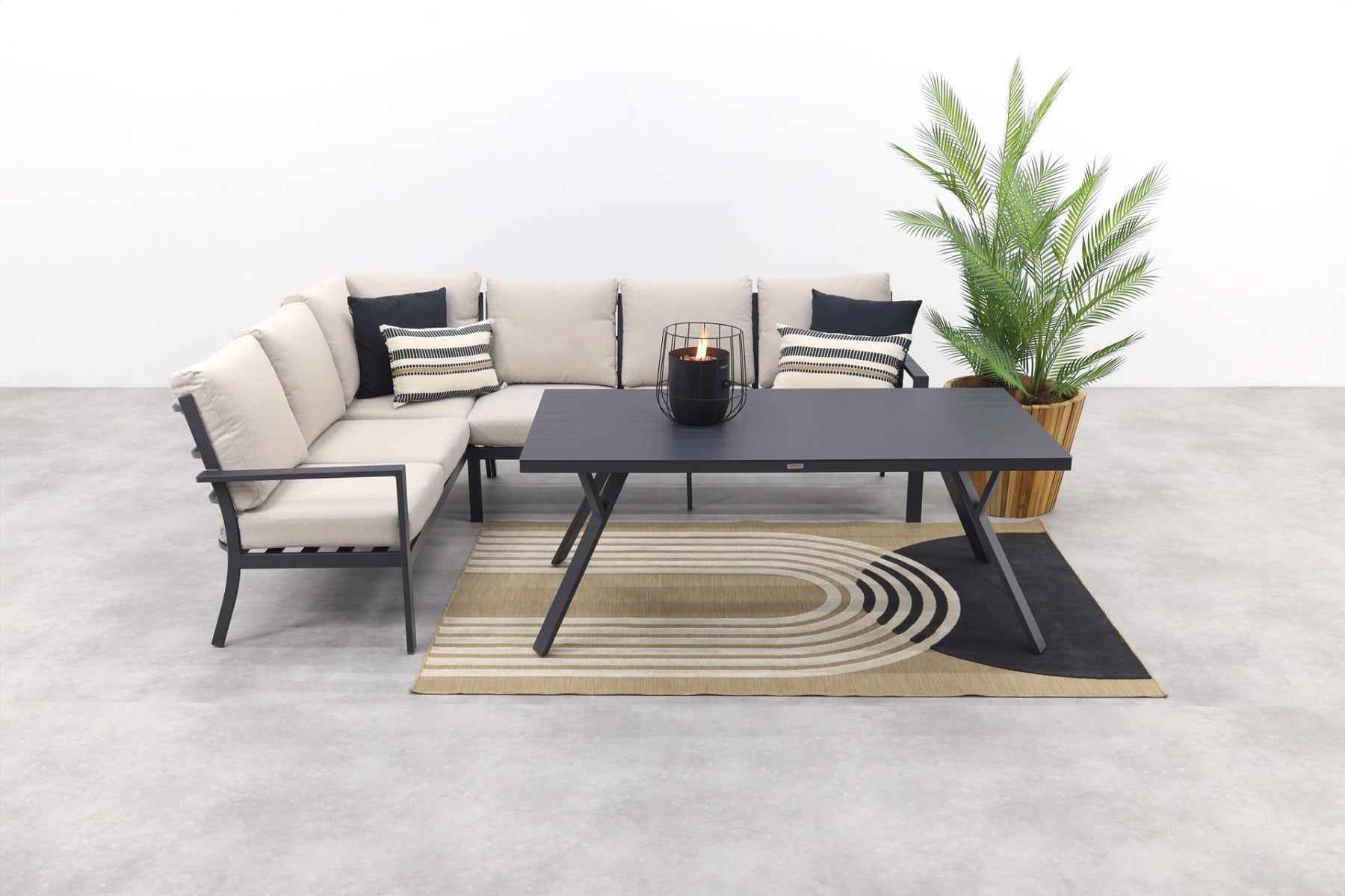 GI Sergio lounge dining set 3-delig - Links - black Copper