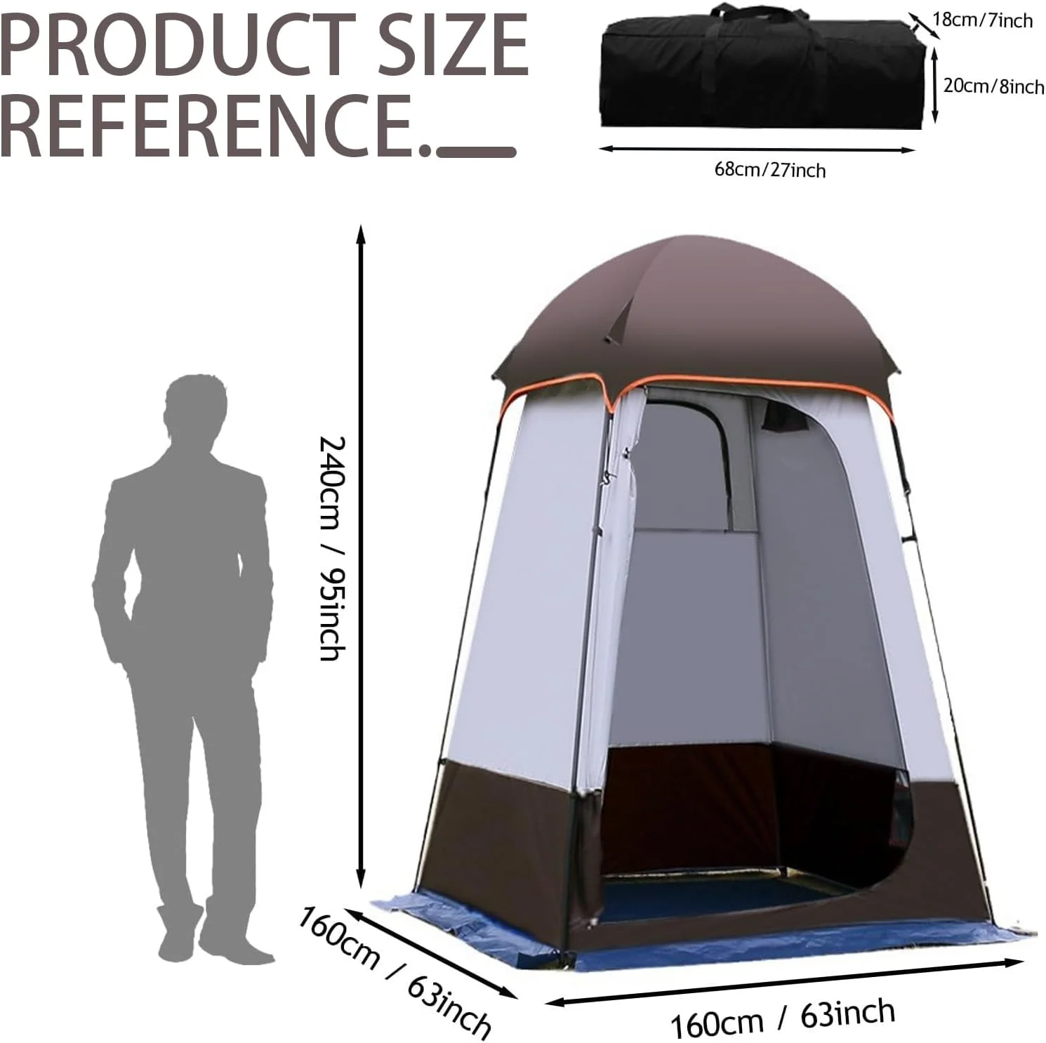 Camping Tent Shower Tent,Outdoor Changing with Built-in Hook, Portable Shelter with Carrying Bag for Camping - Image 10