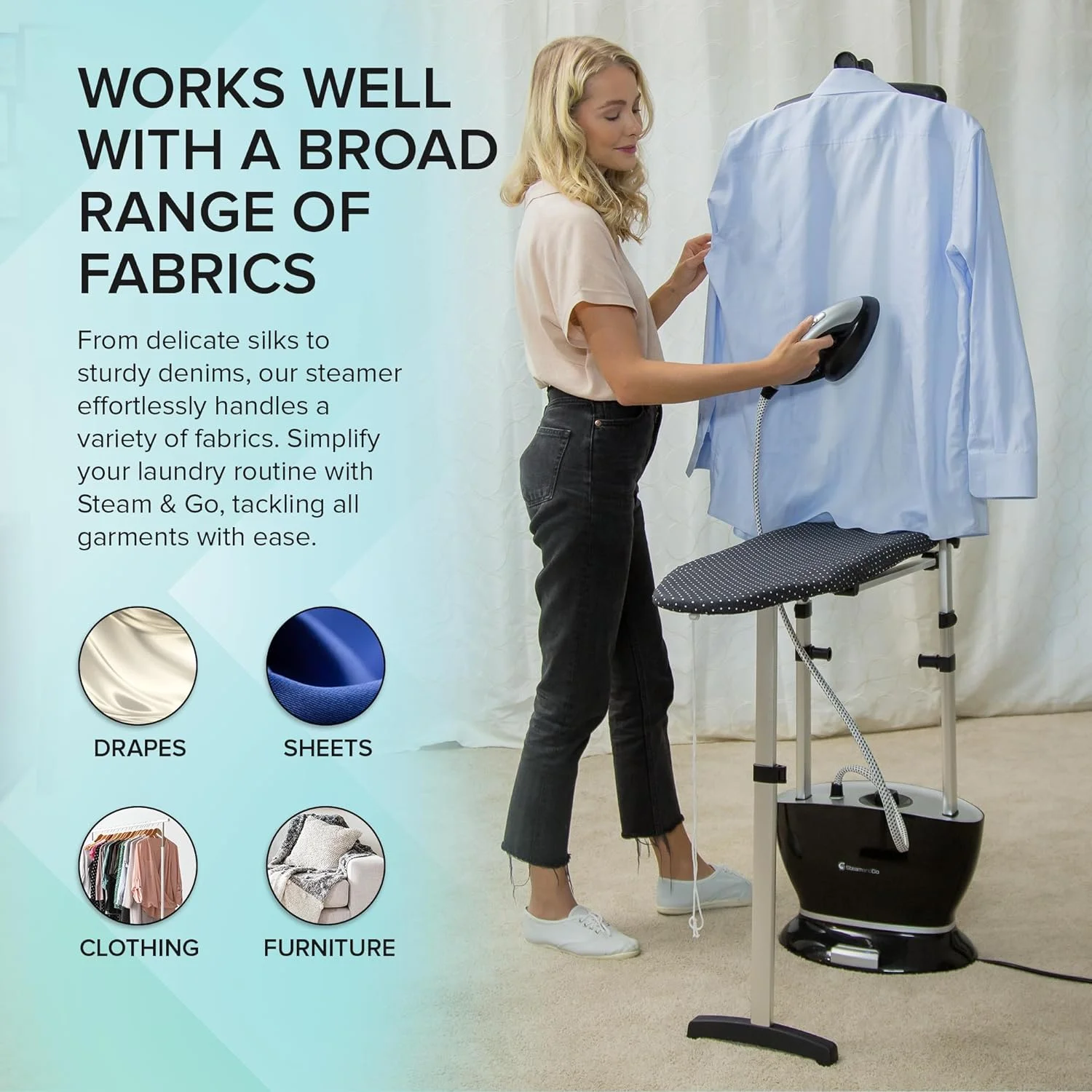Steam & Go All-in-One Garment Steamer & Clothes Iron with Ironing Board & Hanger - Image 4