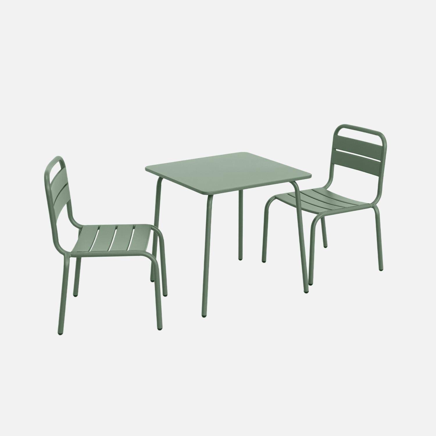 Anna - Set infantil de mesa y silla de metal con 2 sillas