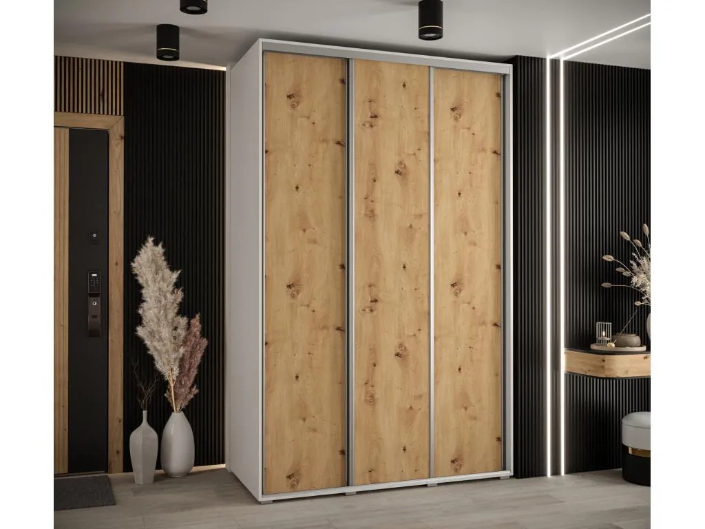 ARMARIO Kavehomedeco 1 DE PUERTAS CORREDERAS 235.2/160/60 3 puertas (Blanco/Artisan/Plata) 91183DLWU