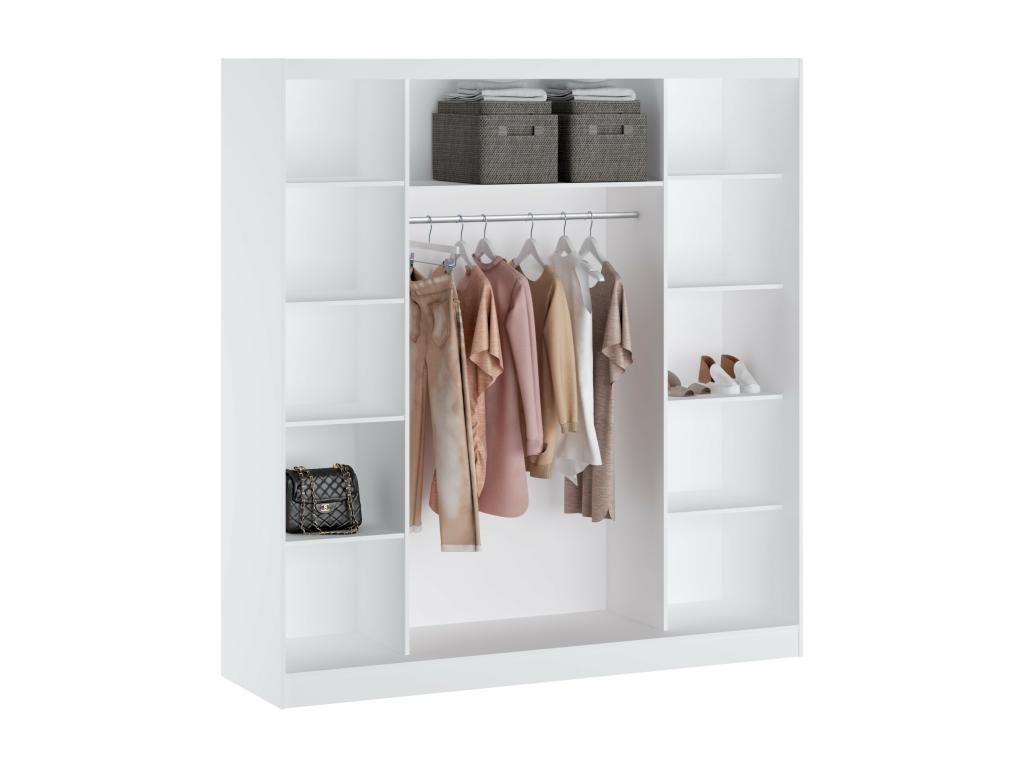 Armario 2 puertas correderas con espejo - 200 cm - blanco