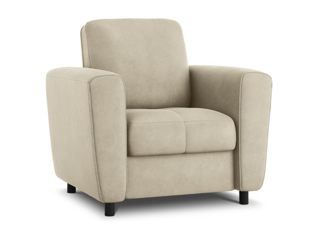 Sillón Homelyvo de cuero auténtico gris claro - 87x82x83cm