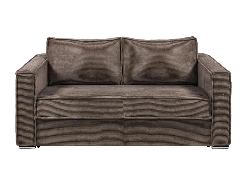 Sofá cama de 4 plazas de pana marrón acanalada - Somier de láminas de 160 cm - Colchón de 22 cm Decoesp VDQD79234