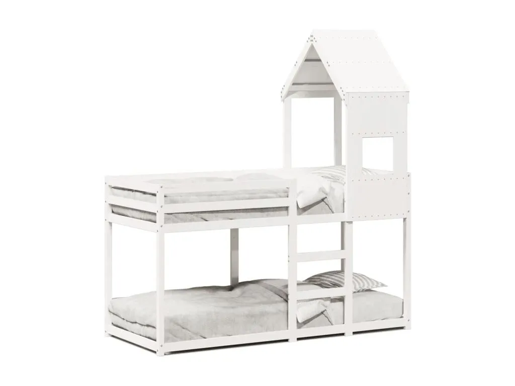Cama litera con techo Lluesmahome maciza de Lluesmahome blanco 90x190 cm BJIU98140