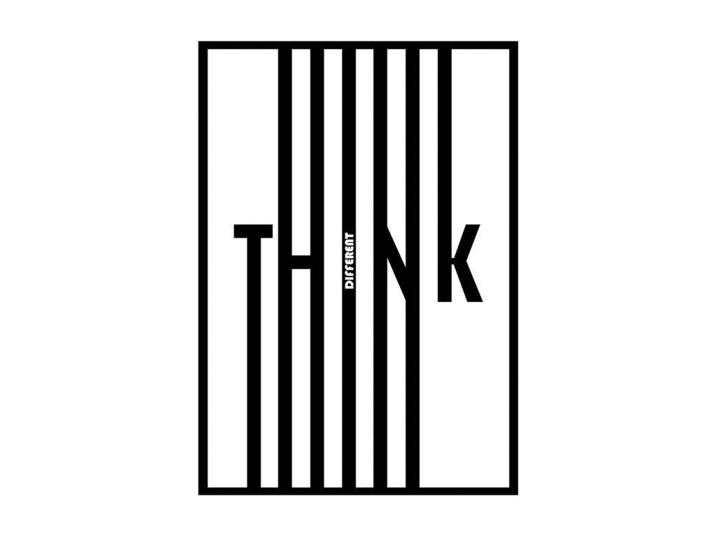 Decoración de Metal Think Different, Negro, 71x1,5x100 cm, Casaplu