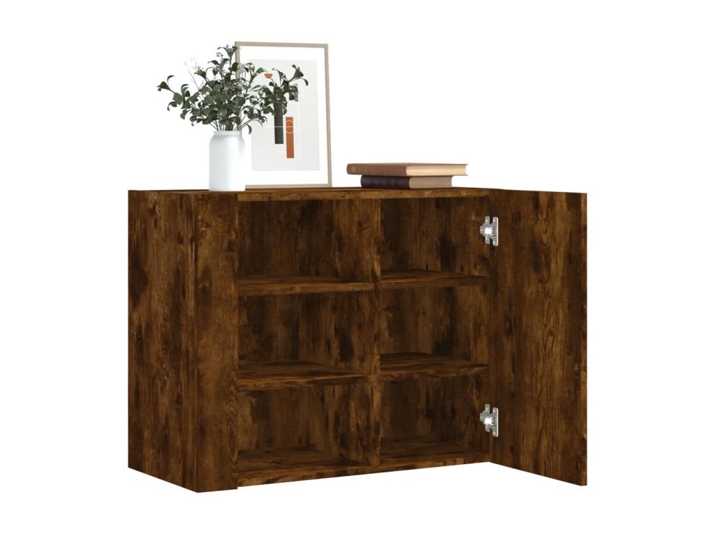 Armario de pared madera de ingeniería roble ahumado 75x35x60 cm