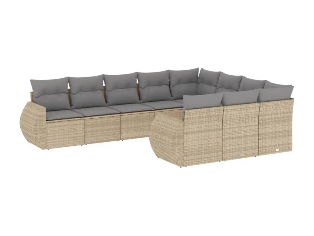 Juego de sofás jardín con cojines beige 10 pzas ratán sintético 14571BCGX