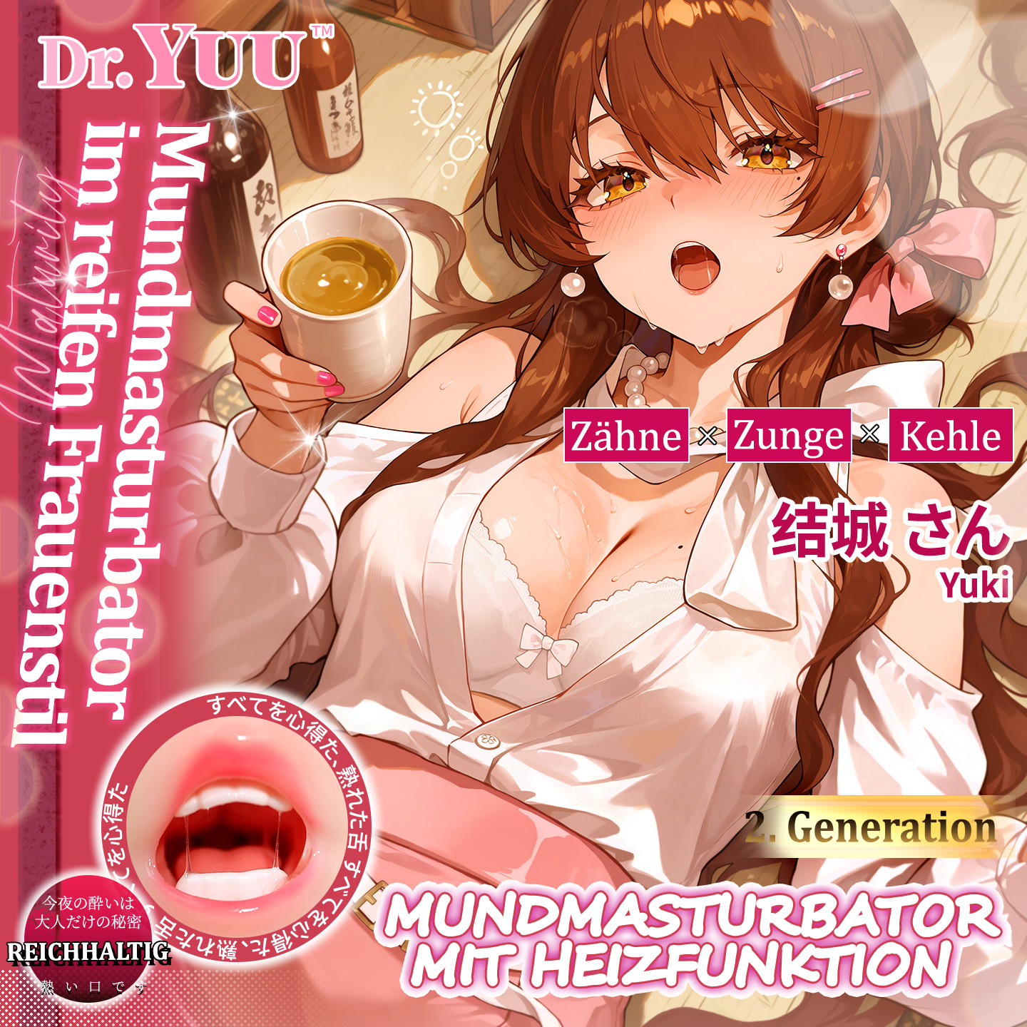 Dr.YUU Mundmasturbator 2.0 mit Graphen-Heizung und Deep-Throat Saugfunktion