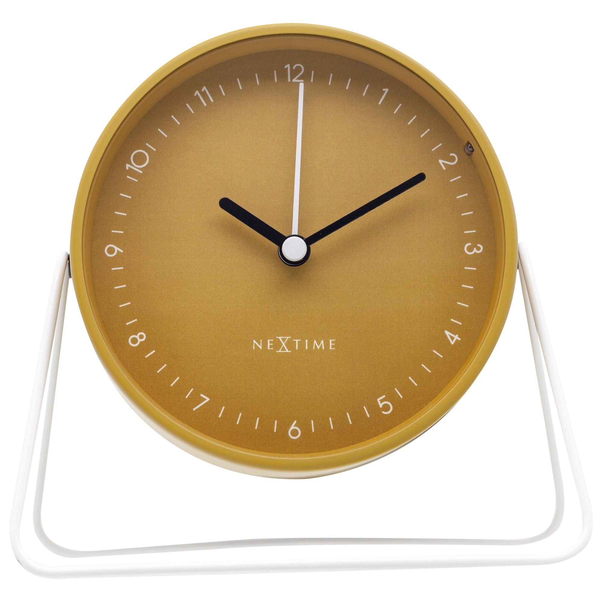 NeXtime - Tafel Wekker 14x13x7cm-Stil-Geel-Metaal-NeXtime "Berlin