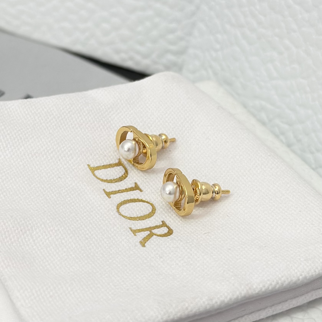 Dior Pearl Paved CD Stud Earrings - Original Replica Club