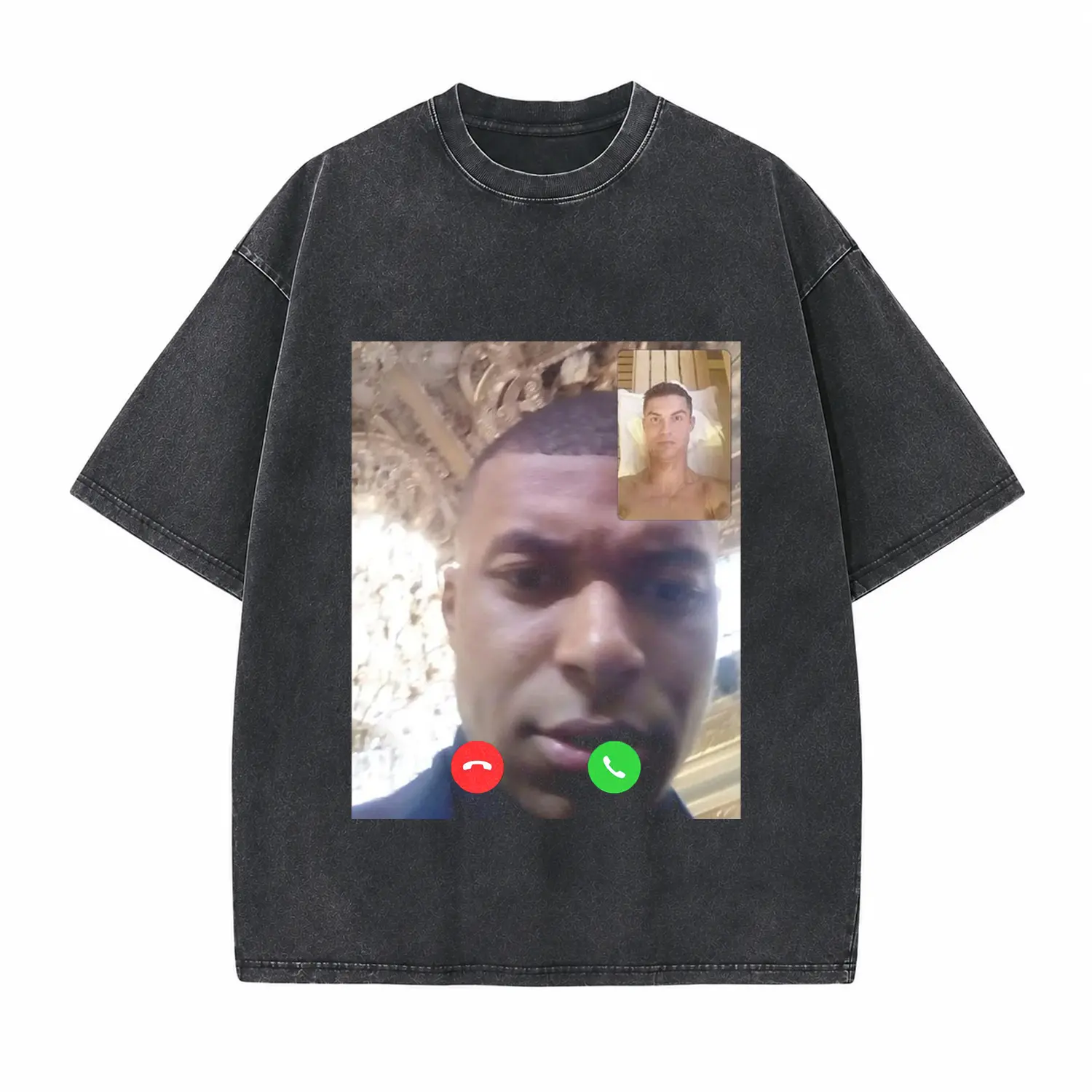 Funny Video Call Football Star Meme Graphic Printed Unisex Washed T-Shirt