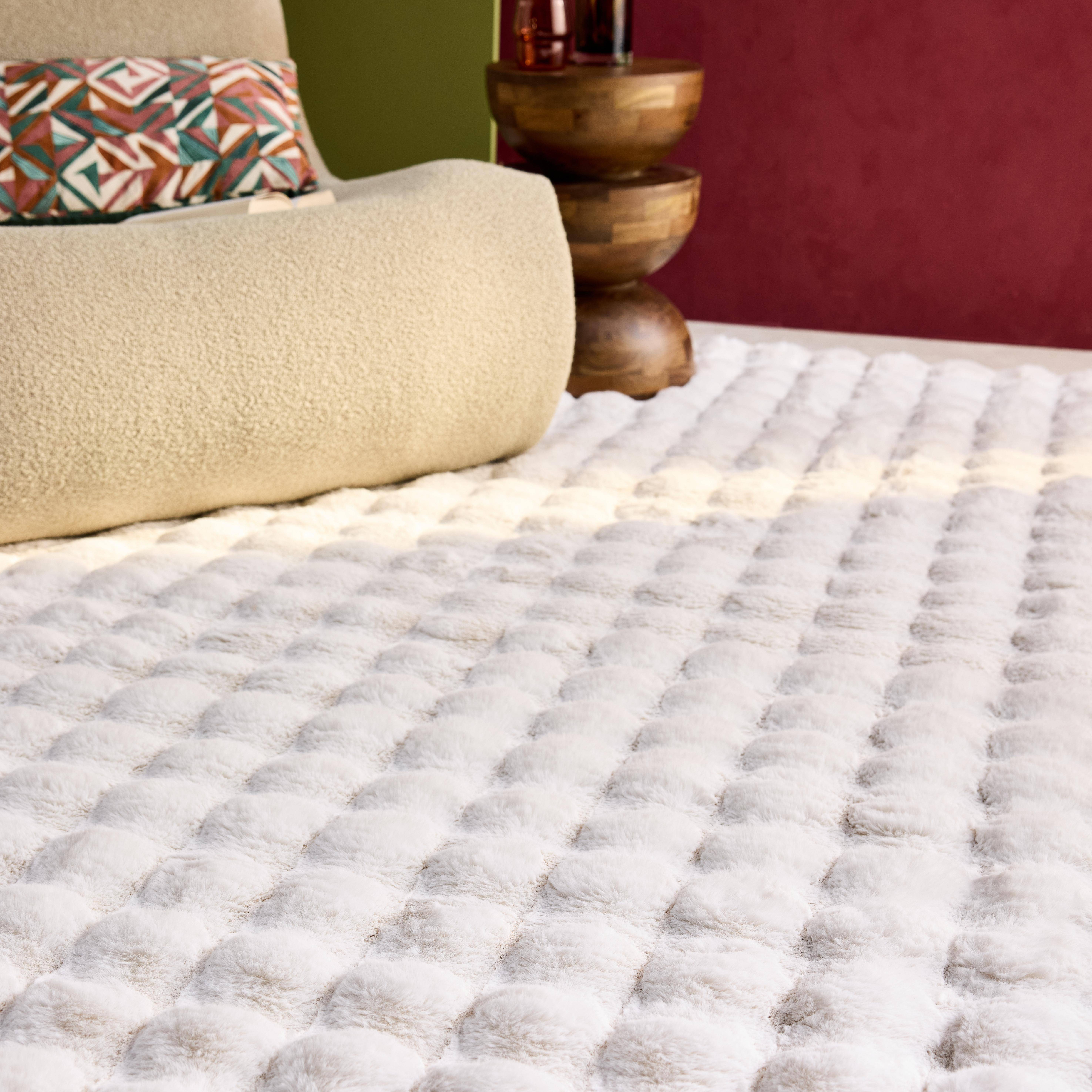 Bumpy - Alfombra de interior bubble blanca efecto pelo sintético