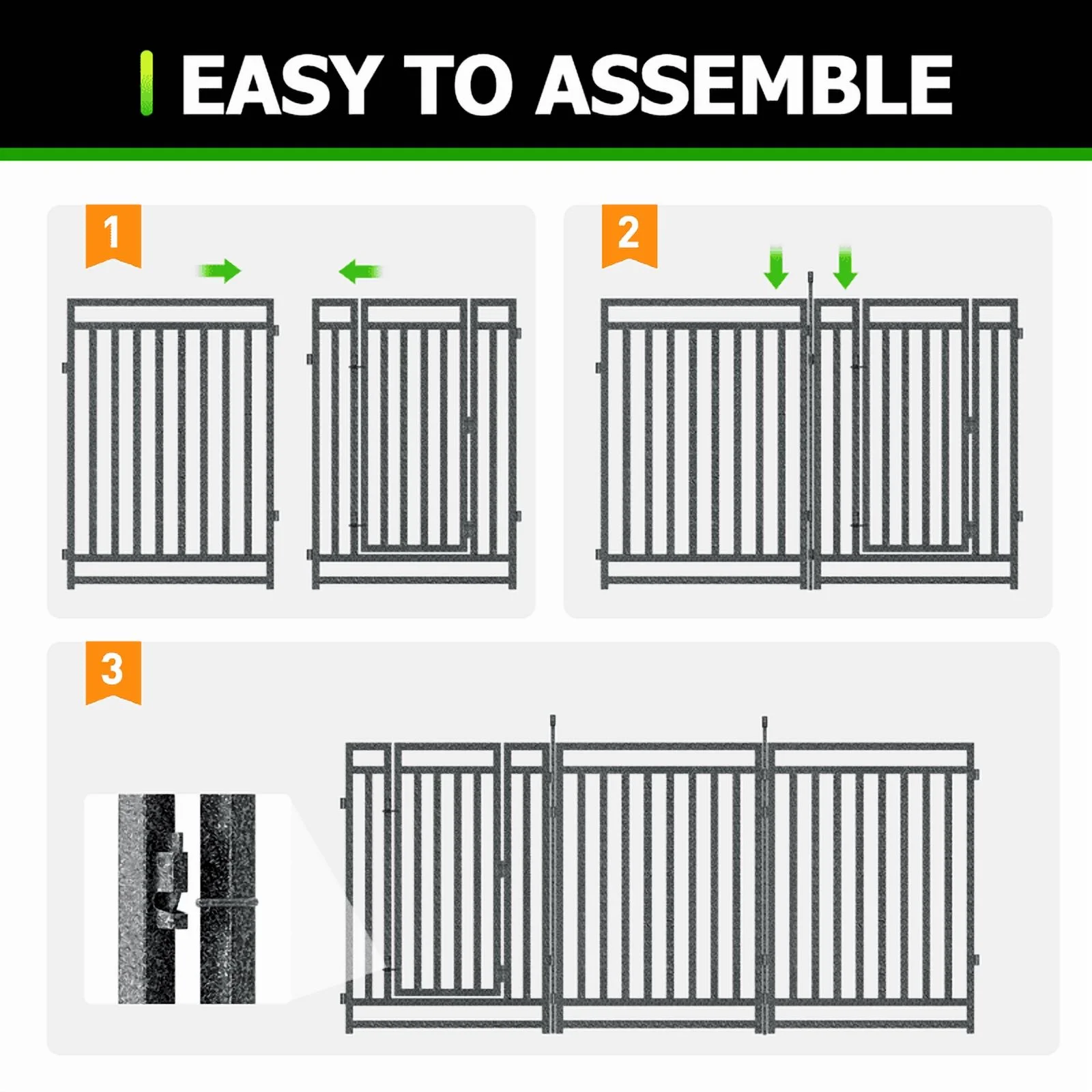 Petorldog Decorative Garden Fence, 36ft x 40in, 14 Panels + 2 Gates, No Dig Metal Dog Fence for Yard | Black-Silver - Image 5