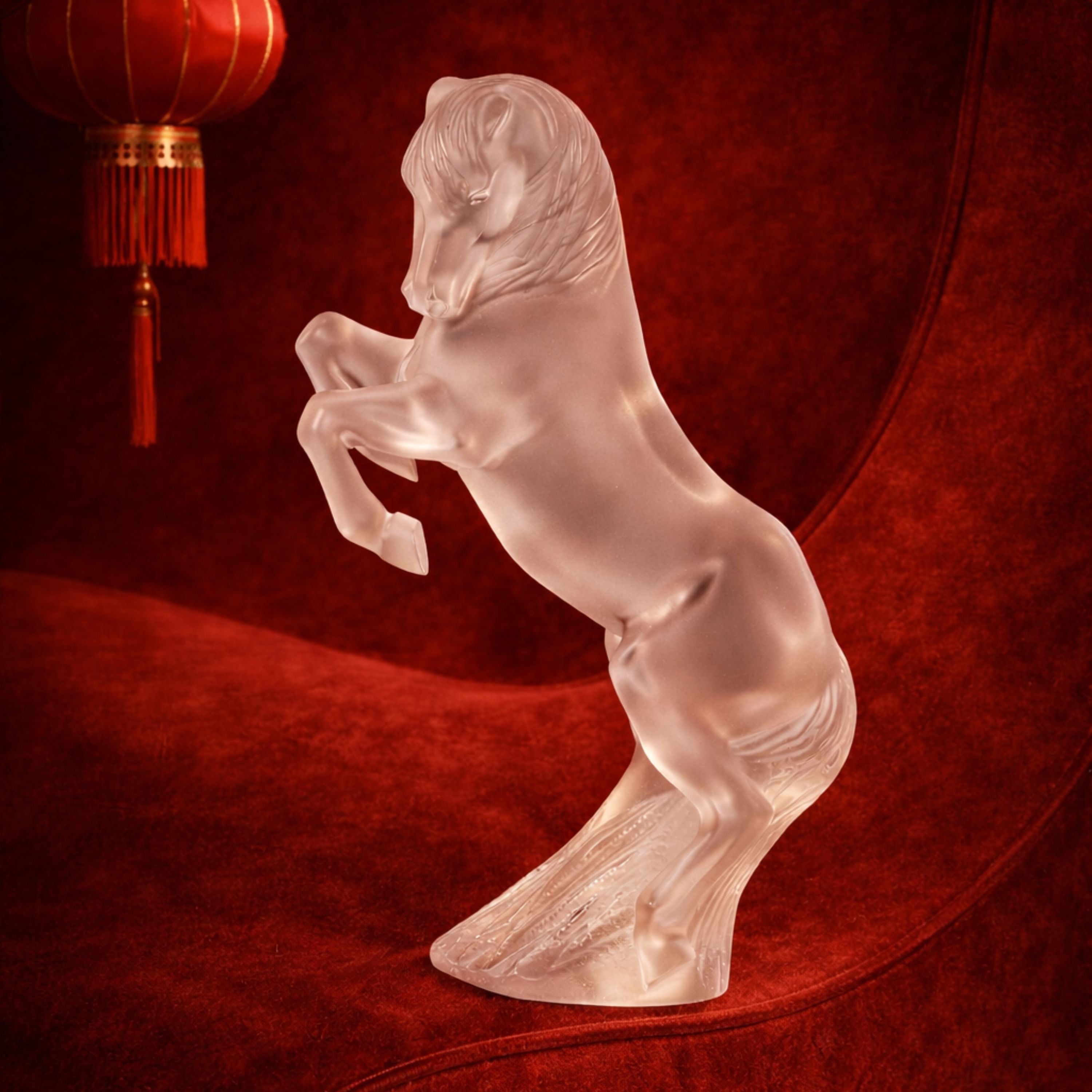 SCULPTURE CHEVAL CABRÉ, GRAND MODÈLE - CRISTAL INCOLORE