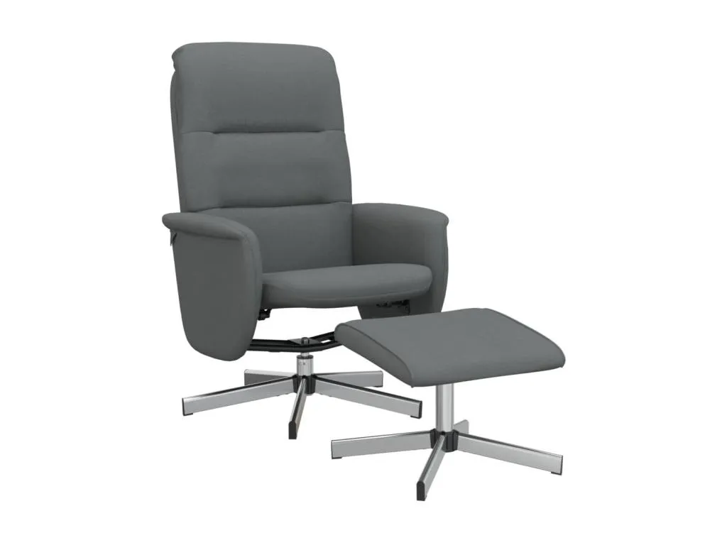 Sillón reclinable con reposapiés tela gris oscuro
