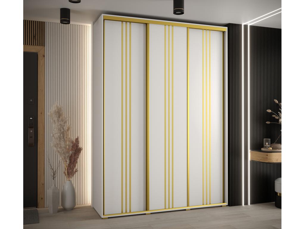ARMARIO DAVOS 6 DE PUERTAS CORREDERAS 235,2/170/60 3 puertas (Blanco/Blanco/Oro)