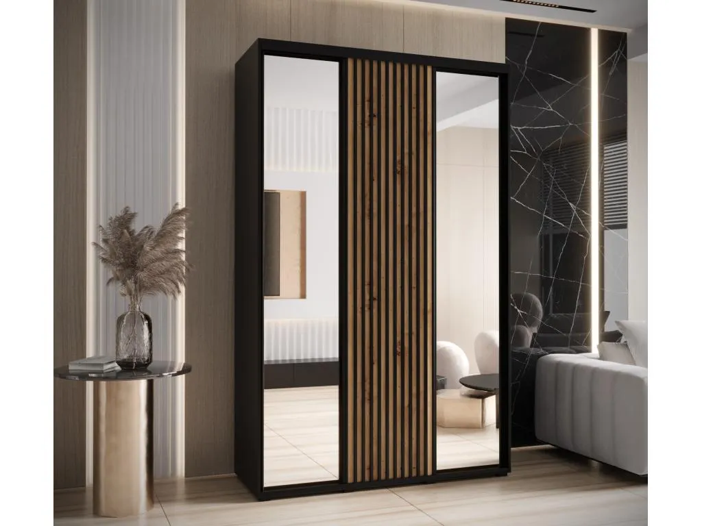Armario Nidovia puertas correderas 205,2/160/45 3 puertas negro/artisan jyw3447178