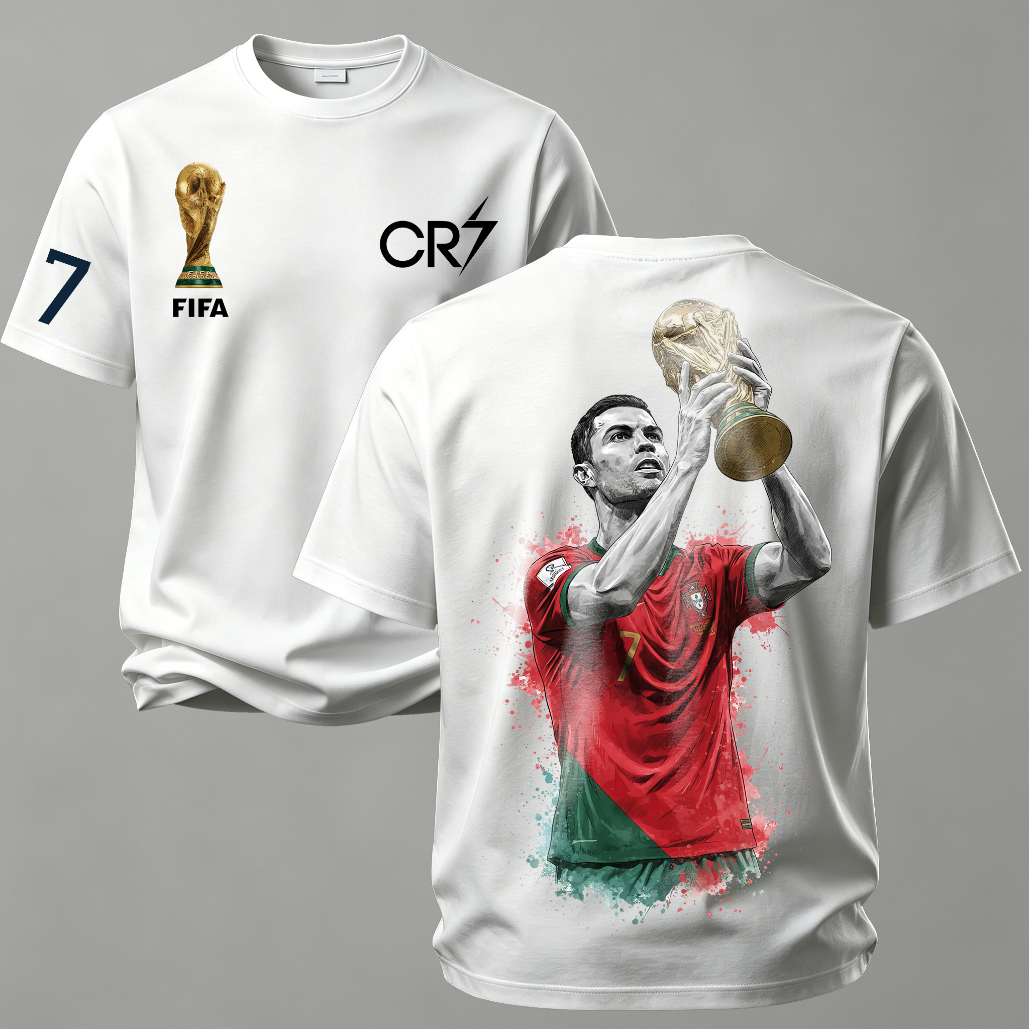 Football Legend Lift The World Cup Printed Unisex Oversized T-shirt