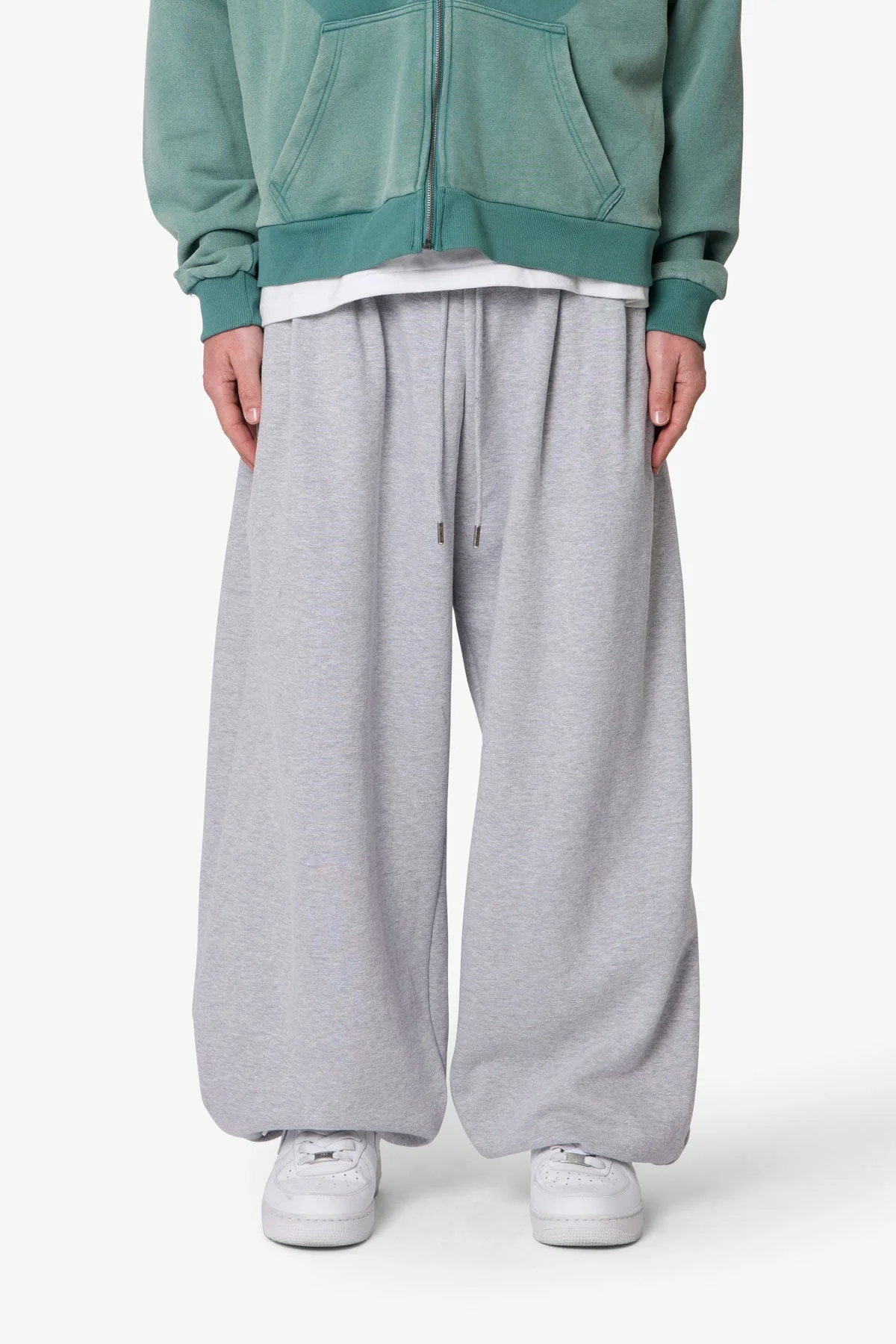 Cinched Baggy Sweatpants - Heather Grey