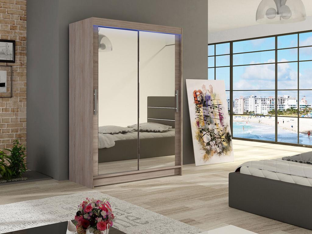 Armario Nestleano 129 - Trufa roble - 200x120x58cm - Puertas de armario Correderas