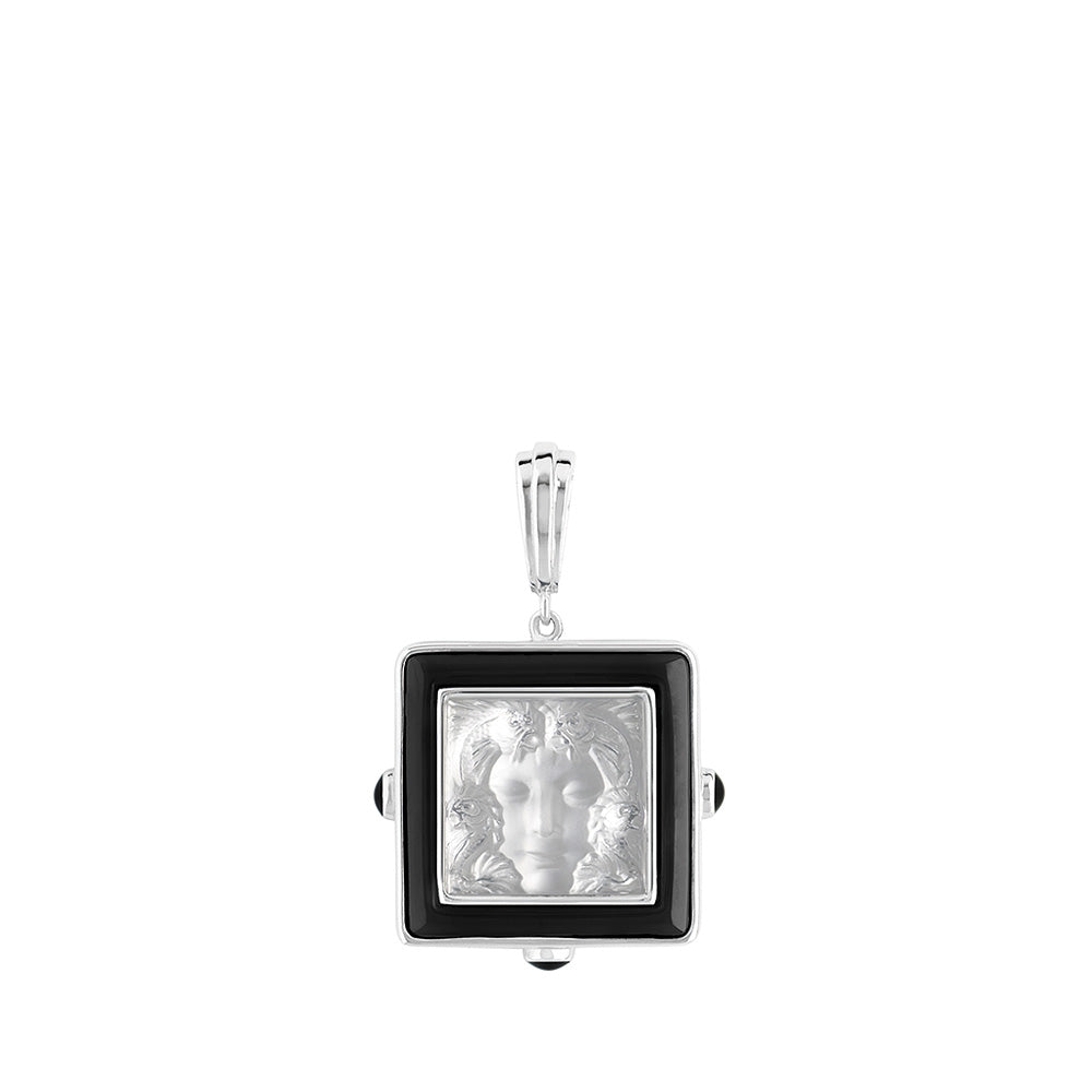 PENDENTIF ARÉTHUSE - CRISTAL INCOLORE, LAQUE NOIRE, ARGENT