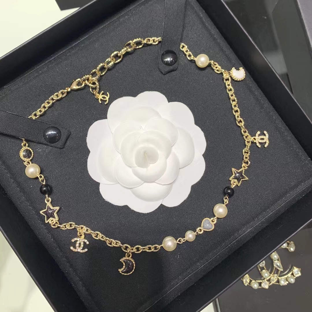 Chanel Moon Star Pearl Charms Necklace - Original Replica Club